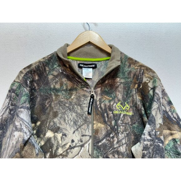 Realtree Men Full Zip Fleece Jacket Medium Brown Camo Hunting Outdoors Mock Neck - Picture 4 of 12